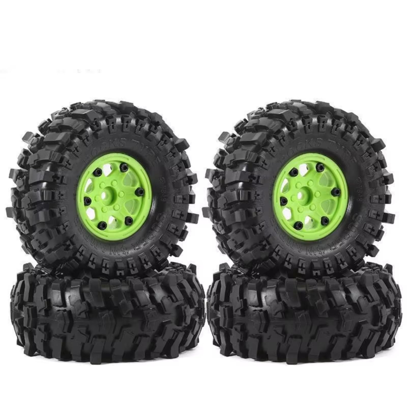 RC Ruote Gomma Per Traxxas Per TRX4 D90 D110 Per Axial Per SCX10 Per MST 1/10 4 Pezzi Cerchioni Beadlock Da 118 Mm E 1,9" Per Auto RC Crawler(Green)
