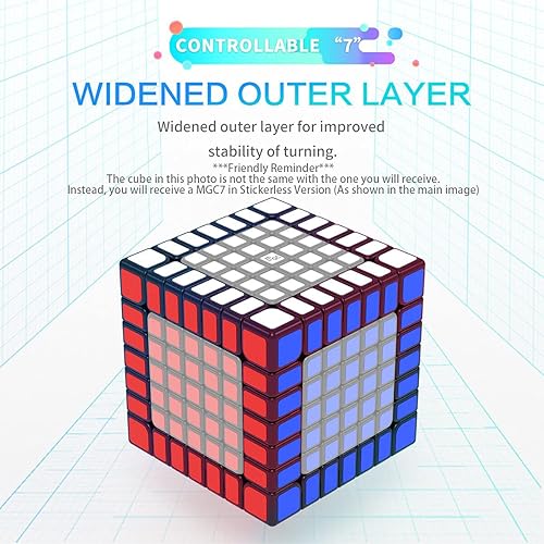 Miniatura 8 de CuberShop YJ MGC - Cubo magnético de velocidad sin calcomanías de 7 x 7 pulgadas, YJ MGC 7 7x7 Flagship, 7 x 7 YJ MGC Professional 2.657 in Cubo sin