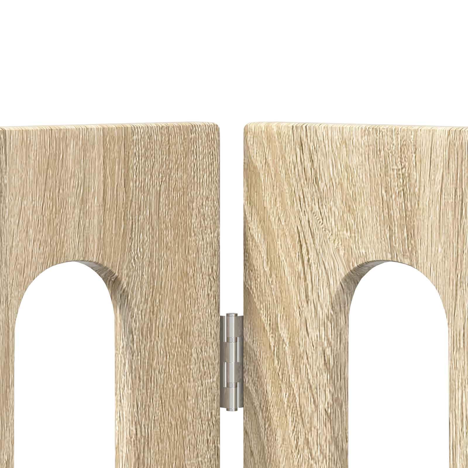 Valla plegable para mascotas de madera de roble Sonoma, 4 piezas, 201 x 38 x 90 cm, con paneles plegables flexibles giratorios 180 grados, protección segura para perros, cachorros, interiores