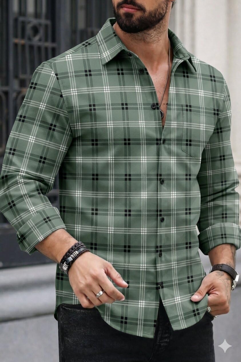 Men Cotton Blend Fabric Shirt Casual Stylish Comfortable Daily Look Fashion Formal Party Office Shirt Modern Look Outfit-image-7