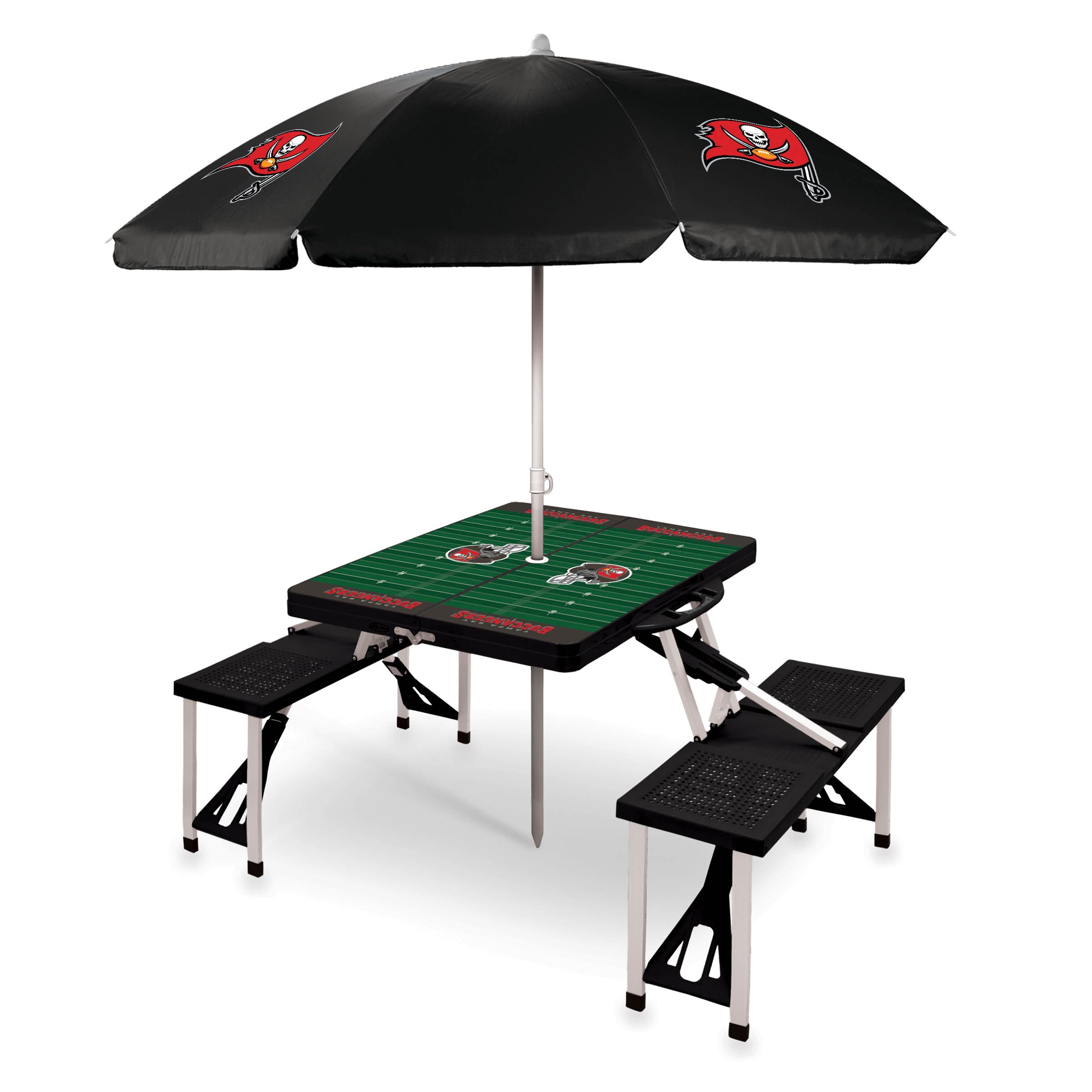 PICNIC TIME NFL Picnic Table Portable Folding Table with Seats and Umbrella