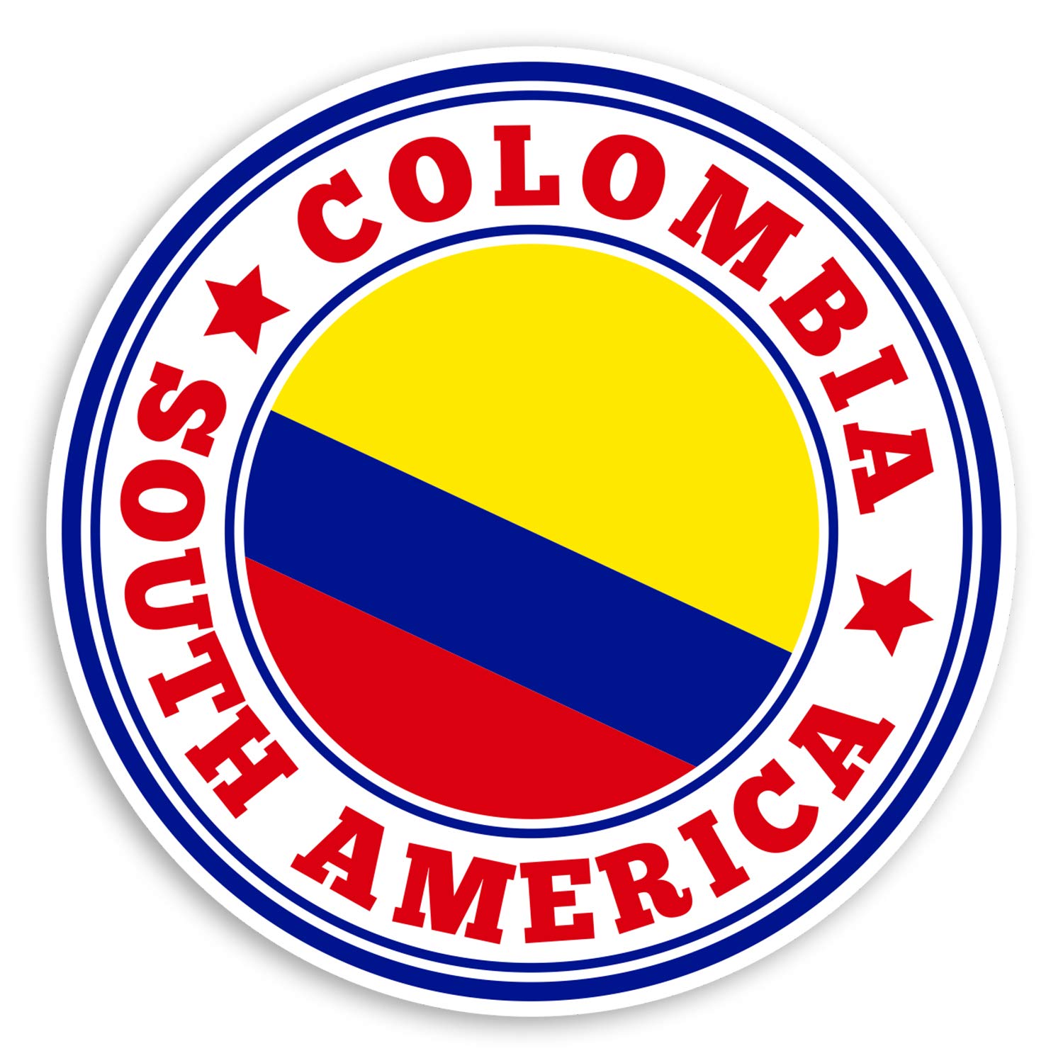 Destination Vinyl Ltd Multi 2 X 10Cm Colombia Flag Vinyl Stickers - South America Luggage Sticker #31091 (10Cm Wide)