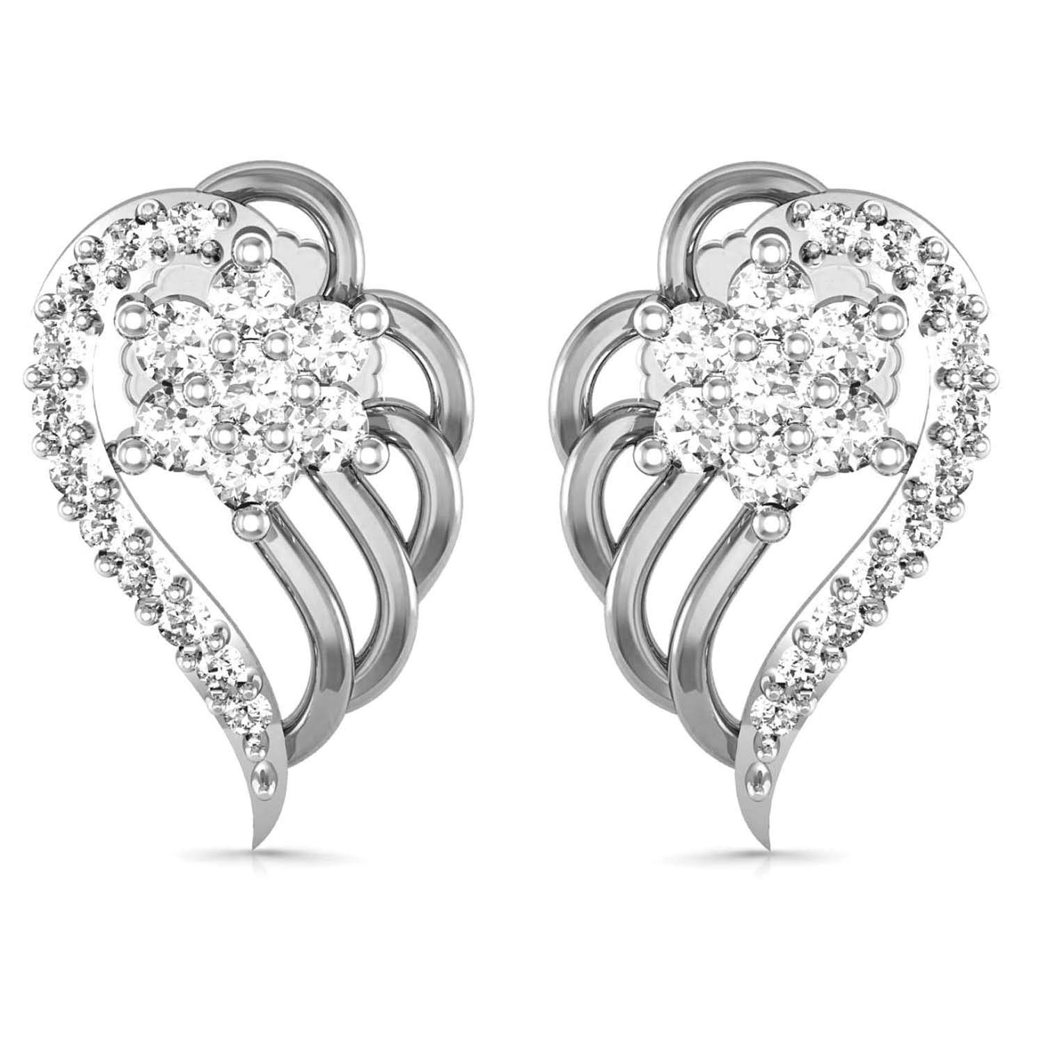 avsar 18k (750) White Gold and Diamond Stud Earrings for Women-picture-27