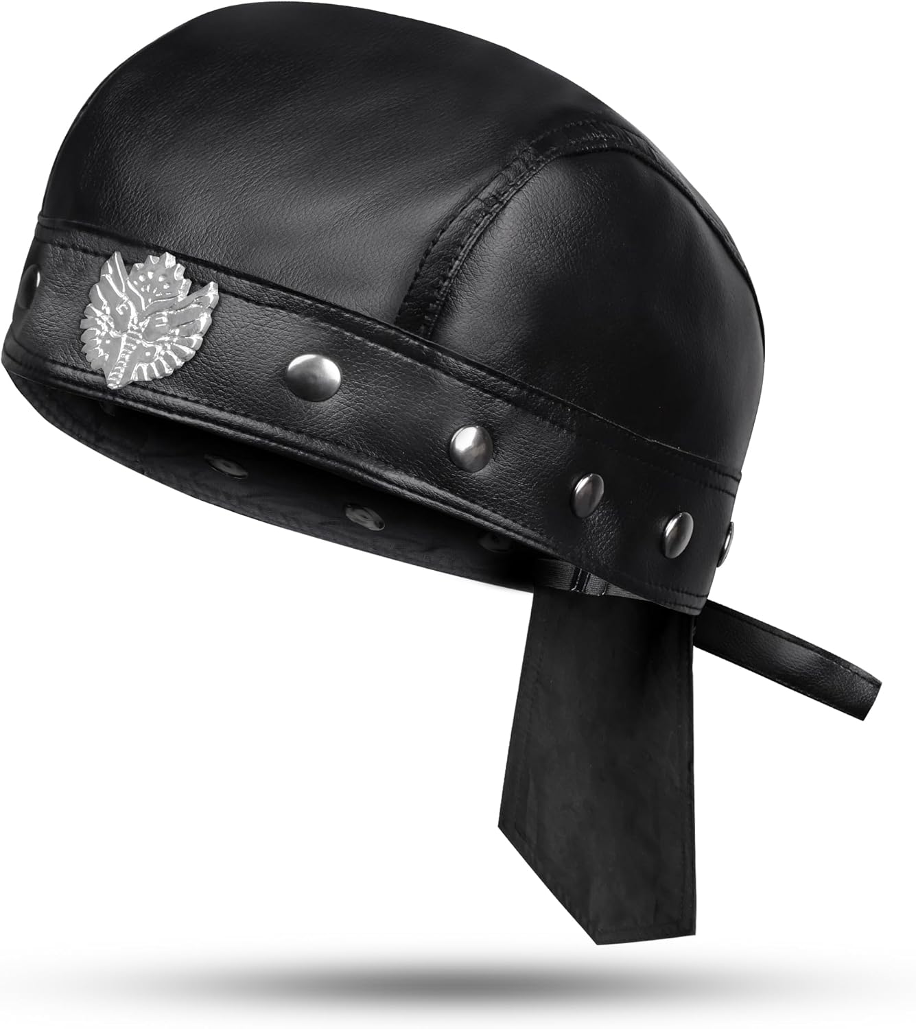 Leather Doo Rag Adjustable Biker Hats Headwrap Cycling Bandana Skull Cap for Men & Women - Image 7