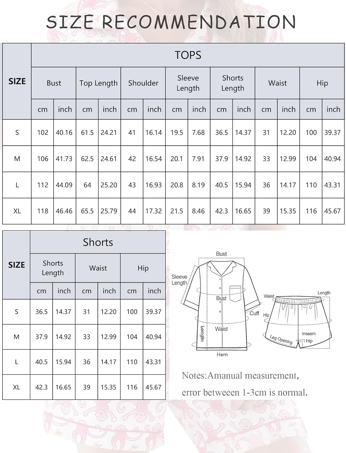Pajamas Set for Women Short Sleeve Button Down Sleepwear Monkey Print Pjs Summer Pajama Soft 2 Piece Lounge Sets - Image 7