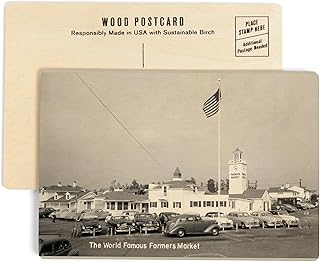 Los Angeles, California, Famous Farmers Market Photograph (4x6 Birch Wood Postcards, 2-Pack Stationary, Rustic Home Wall Decor)
