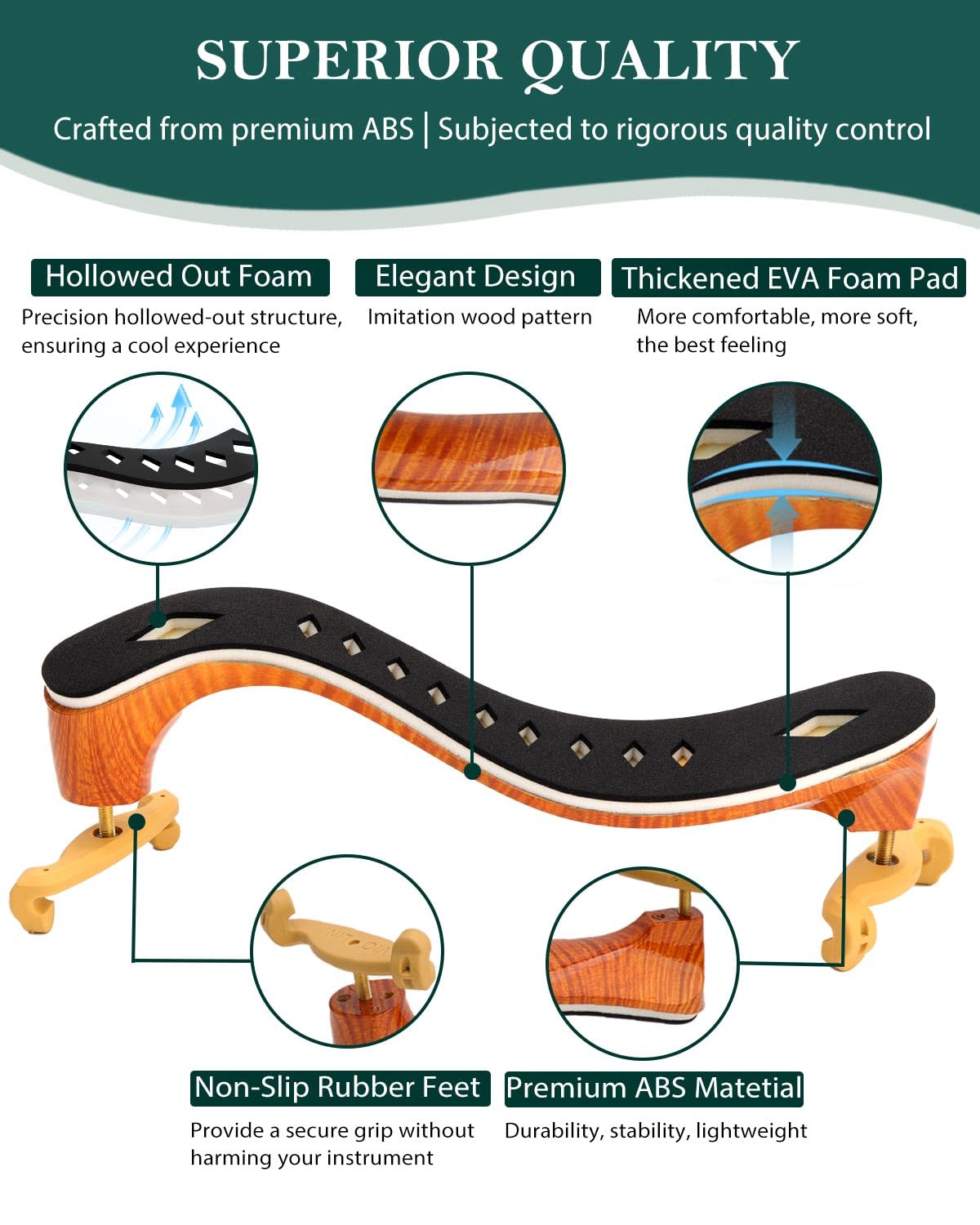 Épaulière Réglable Confortable Pour Violons 4/4, 3/4, 1/2, 1