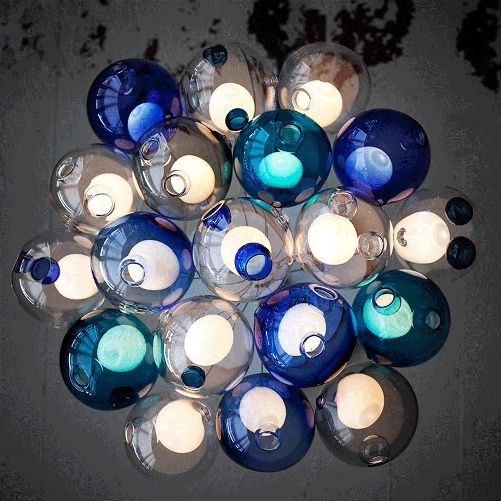 SXECAEPS Modern creative chandelier Modern Colored Glass Balls for Living Room Children's Bedroom Lamps Staircase Restaurant Pendant Lights (Size : 19 Balls)