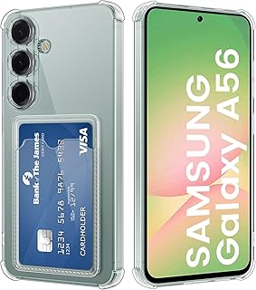 جراب حماية كريستال لهاتف سامسونج جالاكسي A56 مع فتحات للبطاقات، غطاء واقٍ من السيليكون الناعم والبولي يوريثين المقاوم للحرارة، بنمط شفاف مضاد للخدش من ديفاسو