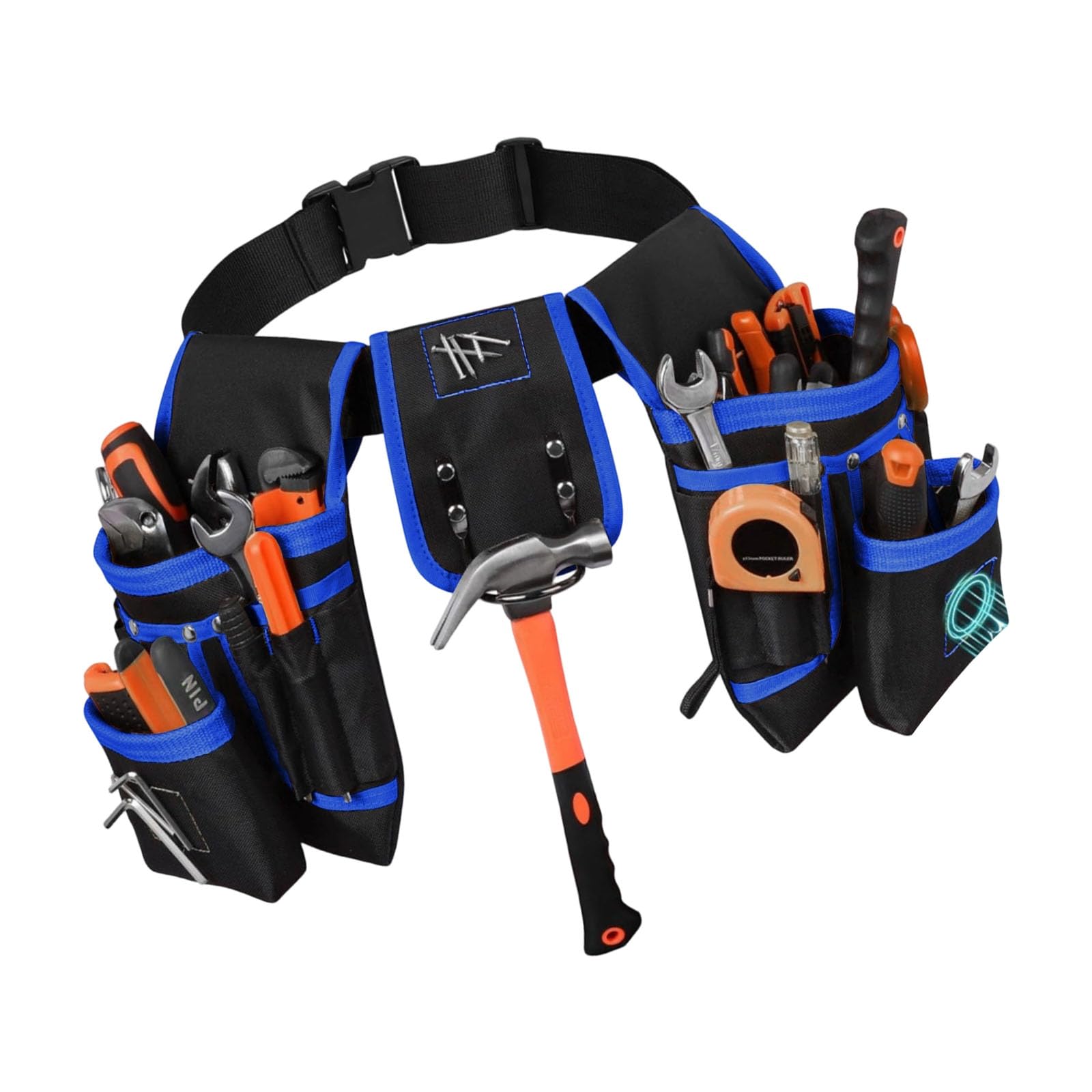 Kaeltsyn Blue Industrial Tool Organizers Bag With Adjustable Waist Strap Electrician Belt For Outdoor Work Belt Pouches