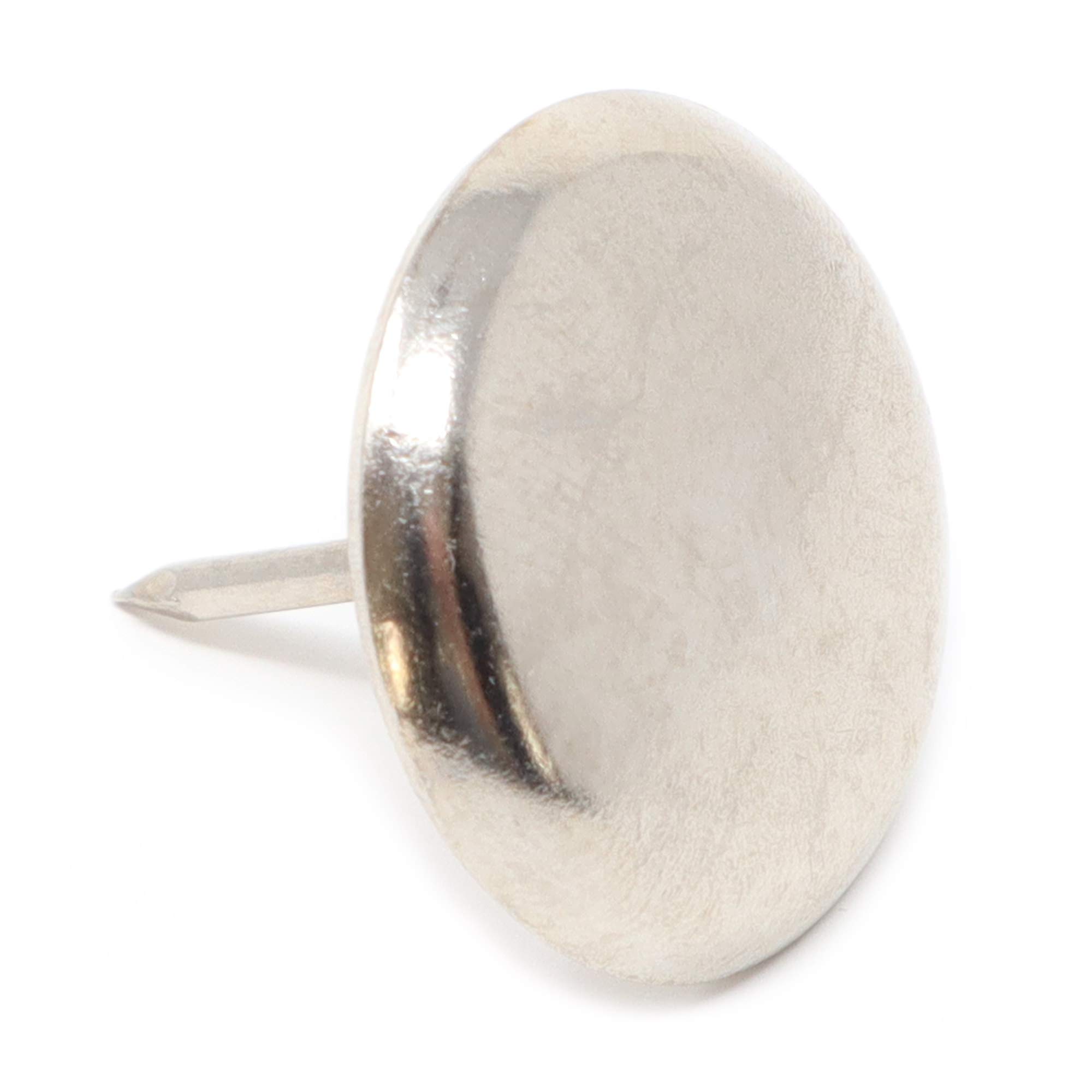 Adsamm® / 16 x Glides in metal with nail | Ø 1,18'' (Ø 30 mm) | silver | round | Premium quality furniture sliders with nail by Adsamm®