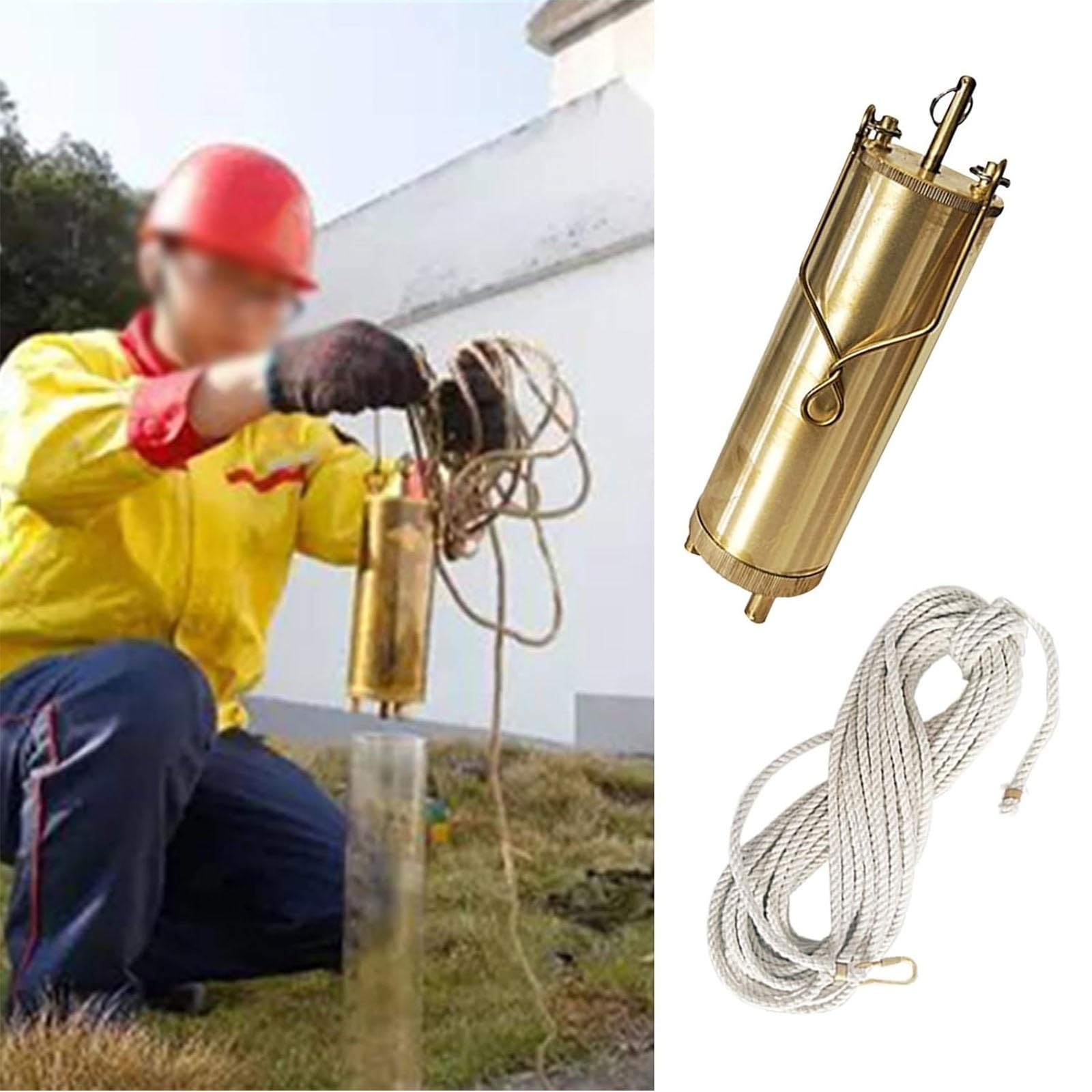 Campionatore di campionamento dell'olio - Tazza di raccolta in rame da 1000 ml per serbatoi di carburante con corda da 15 m - Collettore di campioni liquidi per test e analisi accurati