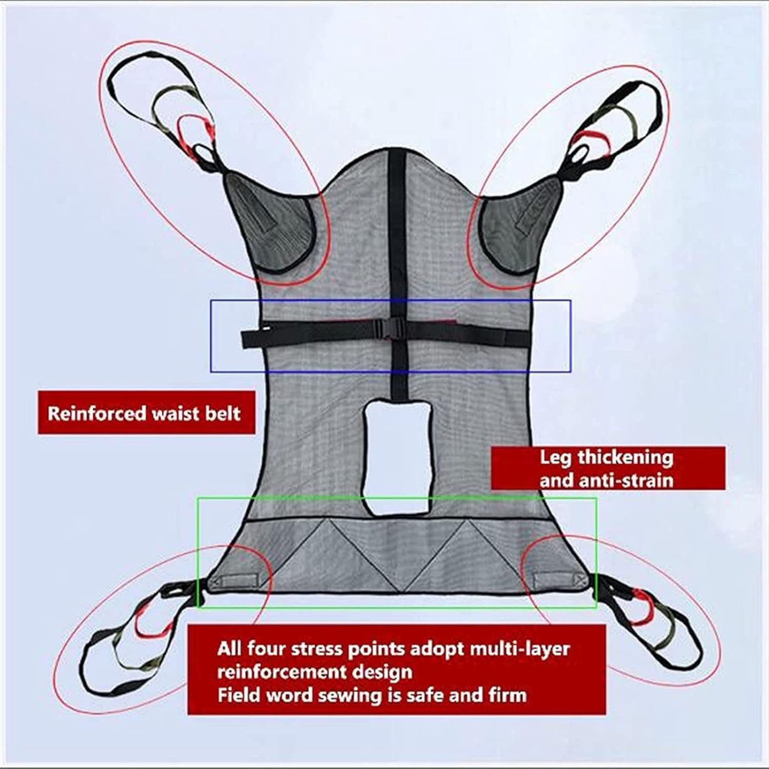 Sangles De Levage pour Patients Sangle De Transfert pour Lève-Patient, Lève-Patient pour Tout Le Corps, Sangle De Toilette, Civière pour Jambes Séparées pour Personnes Âgées,B