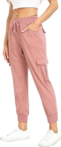 Miniatura 6 de MISS MOLY Pantalones cargo de senderismo para mujer, ligeros, de secado rápido, casuales, cintura elástica, bolsillos con botones