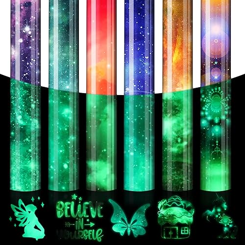 Miniatura 8 de Heflashor Vinilo adhesivo permanente que brilla en la oscuridad, surtido de vinilo con patrón de mármol oscuro, 12 x 10 pulgadas, desvanecimiento