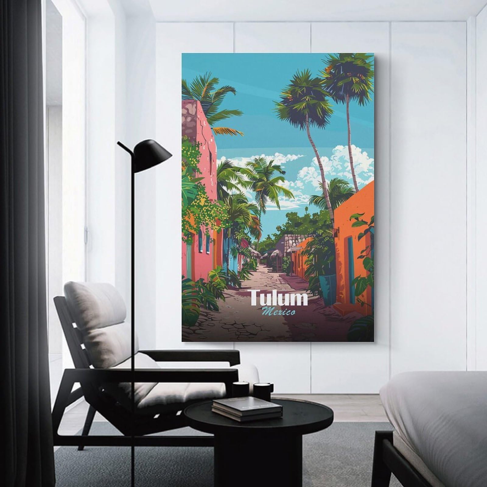 Junmoney Room Decor Wall Art Tulum Mexico Street Scene, 20x30inch(50x75cm), for Hallway, Bedroom Or Modern Interiors, Gift Idea for Housewarming And Birthdays