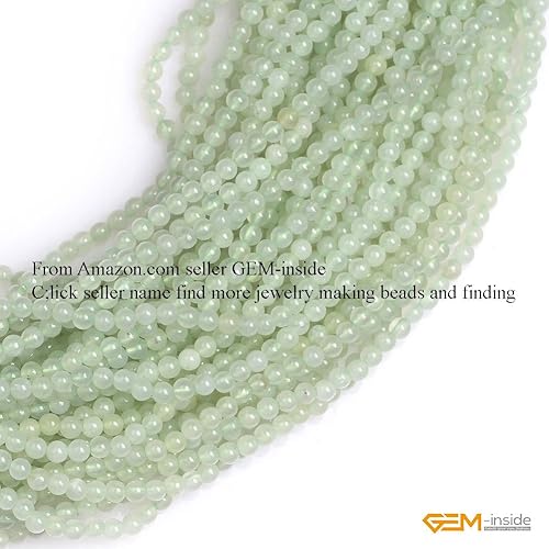 Miniatura 3 de GEM-Inside Hua Show - Cuentas sueltas de jade para fabricación de joyas, piedra de energía de cristal redondo natural genuino, 15 pulgadas, 0.079 in