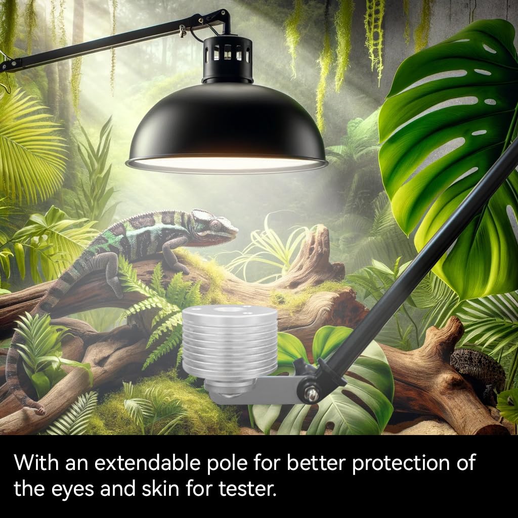 Medidor de índice UV para reptiles, 0-388.9, para lámpara fluorescente UVB y luces LED, registro de distribución UVI