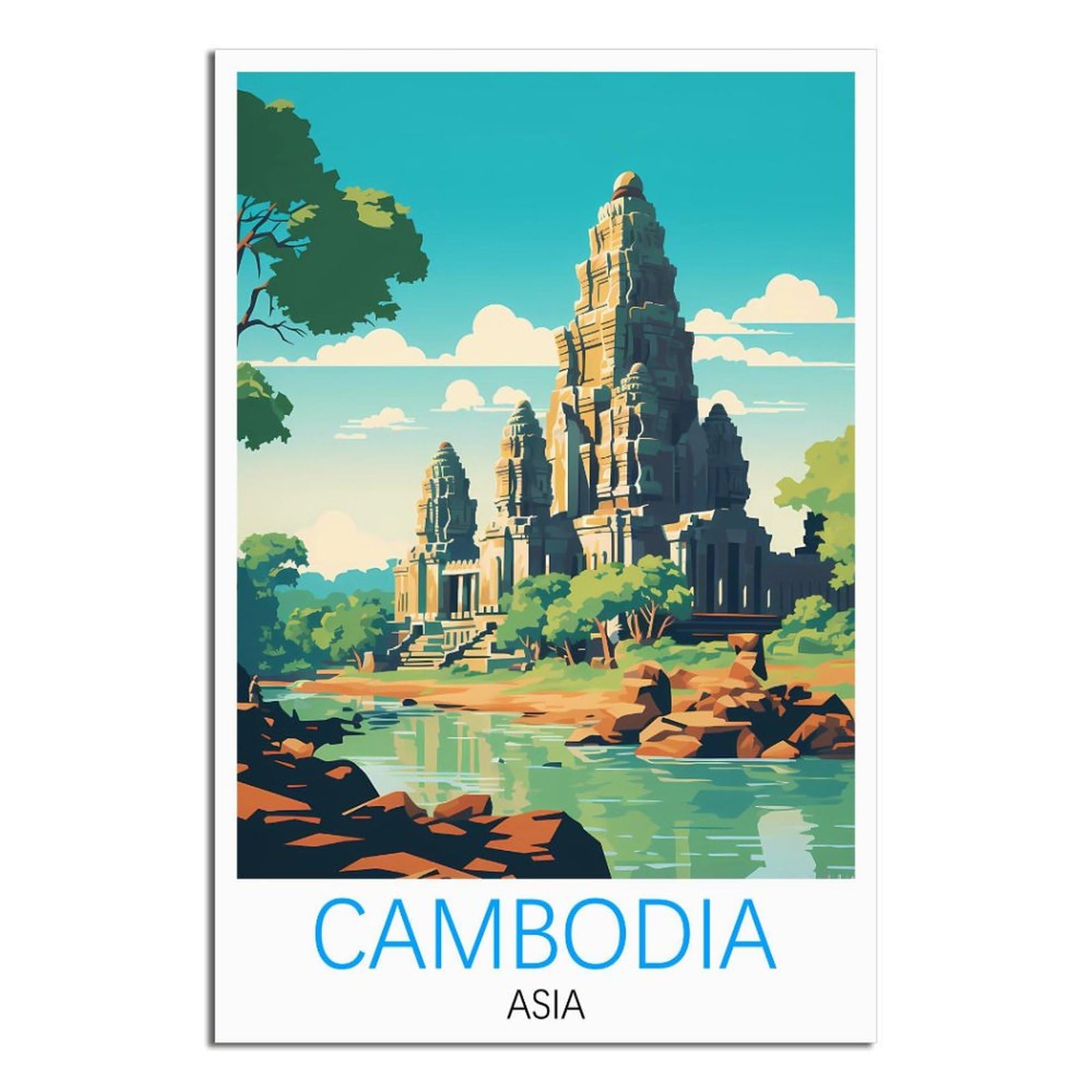 EZMLFA 5D DIY Diamond Painting Kit,Cambodia Diamond Art Kits for Beginner,Gem Art Kits Round Drill for Home Wall Decor Gifts 40x50cm