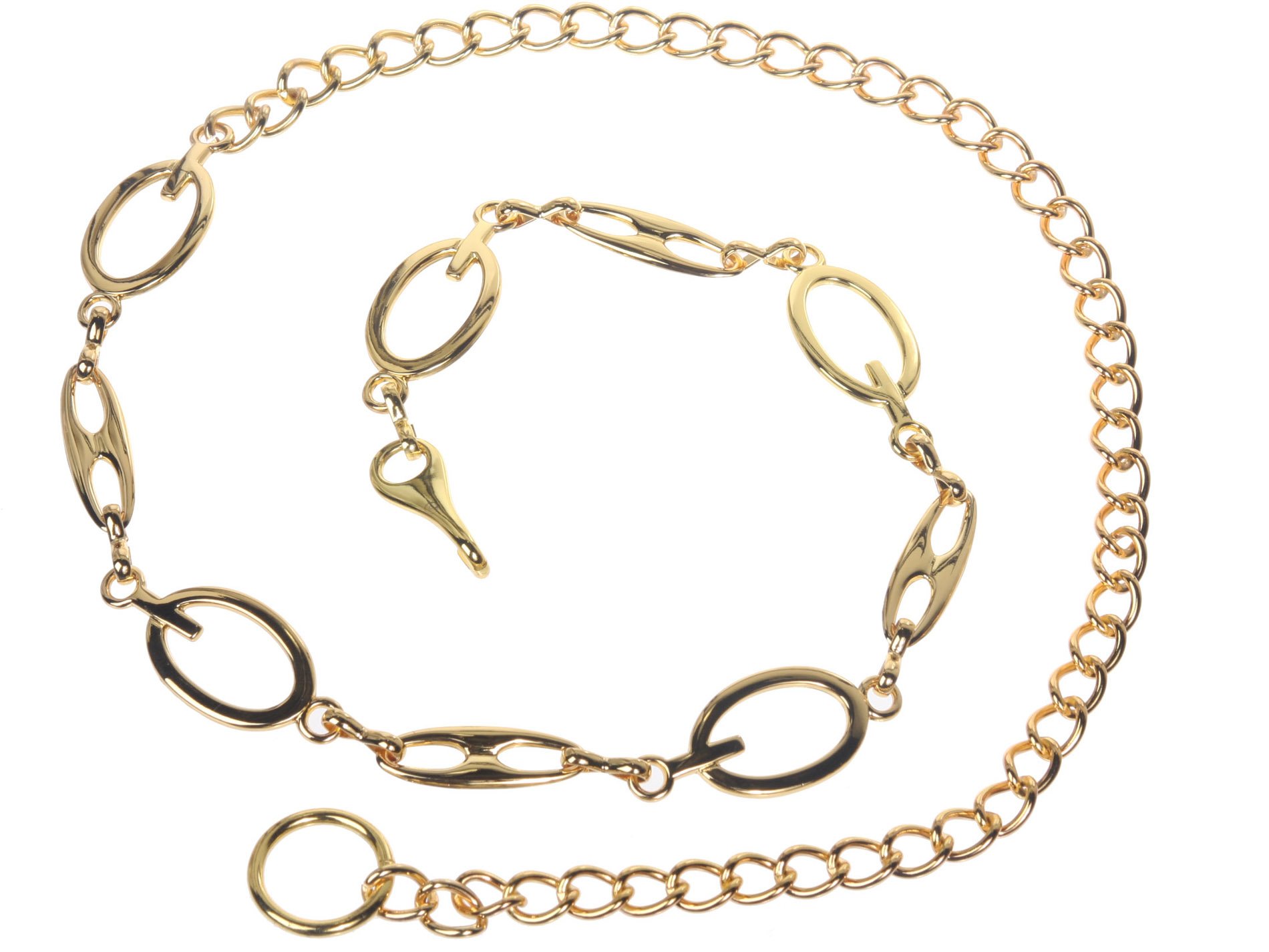 Women's Metal Oval Chain Belt, Gold | One-size-fits-all