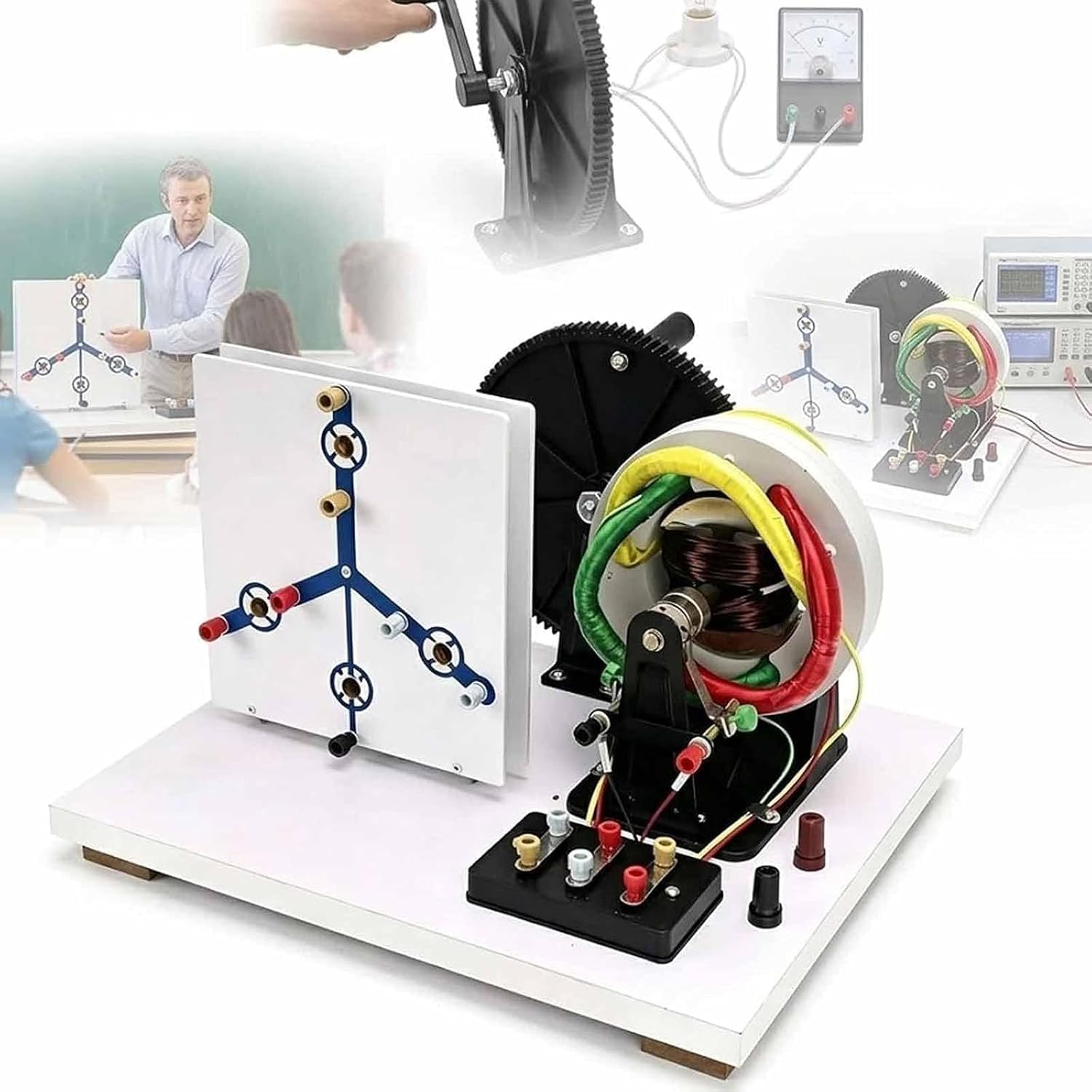 Generatore Trifase Ca/cc A Manovella, Modello Per Esperimenti Di Fisica Sui Generatori Elettrici, Facile Da Usare, Con Robuste Bobine In Rame Puro, Design Aperto, Ideale Per Laboratori