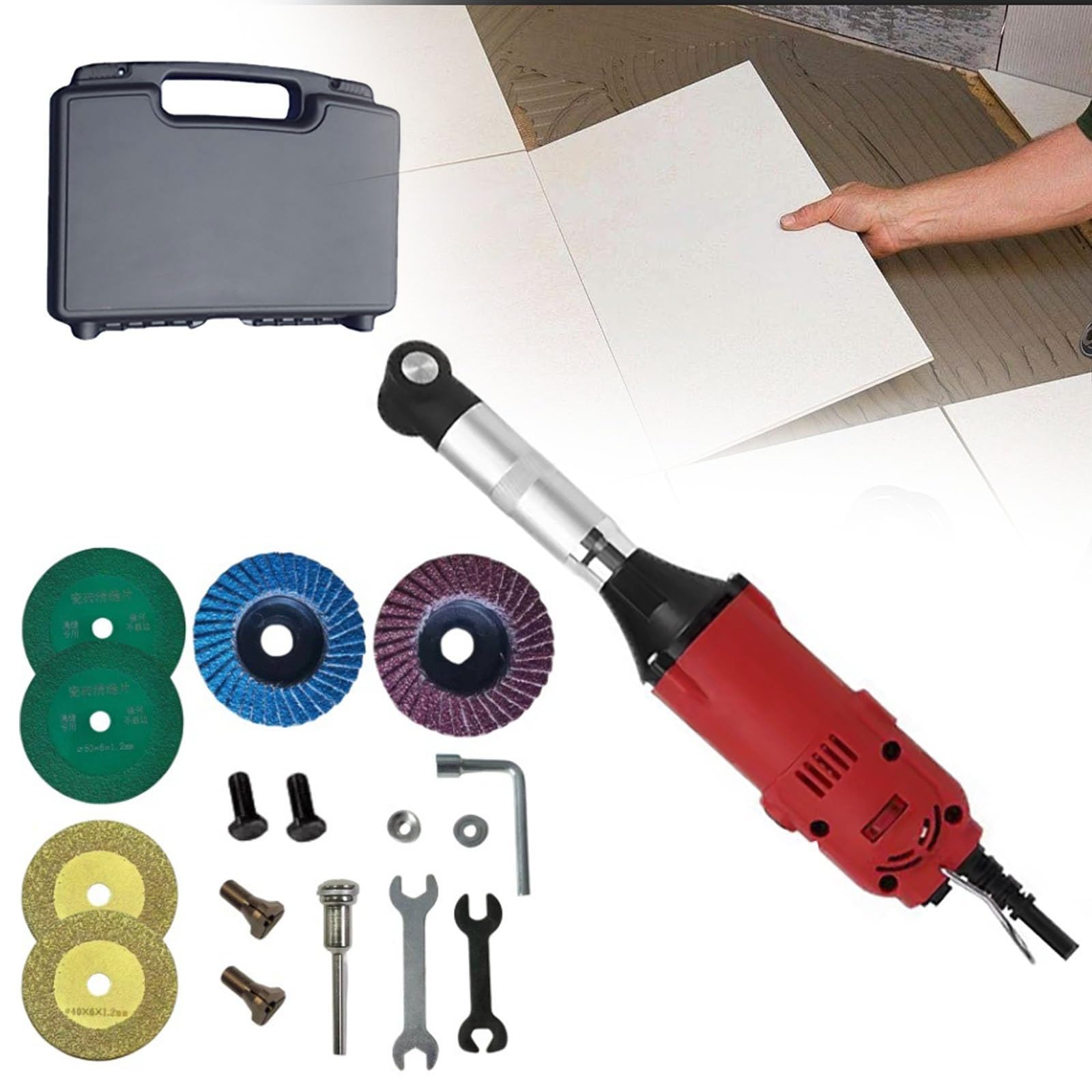 Rsqql One Color Electric Tile Seam Cleaning Machine,350W Grinding Seam Cleaning Tool Kit, Tile Floor Seam Opener Cleaner,6 Adjustable Speeds, For Polishing, Craft Engraving, Tiles Gap