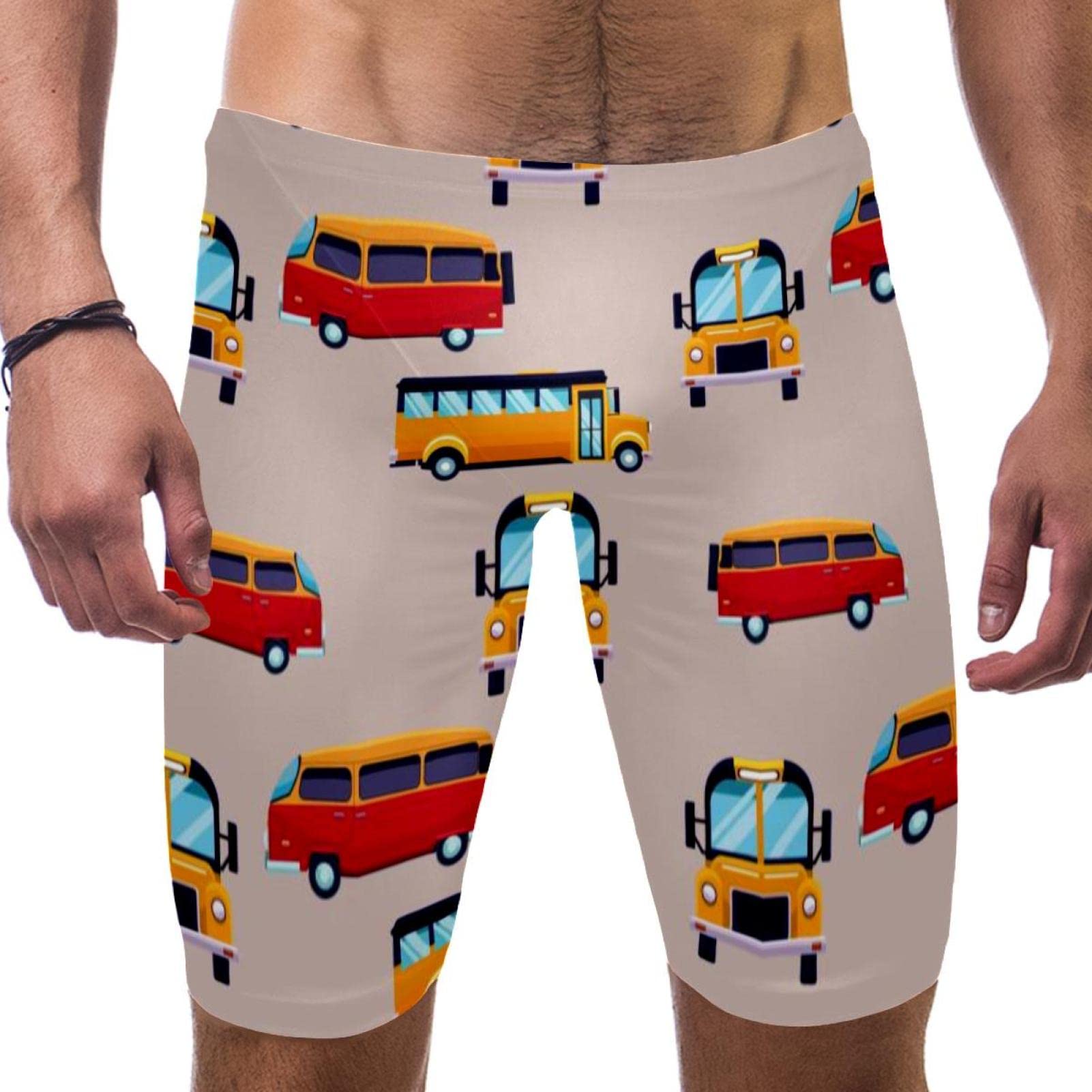 Bañador jammer para niño con estampado multicolor de autobuses 7