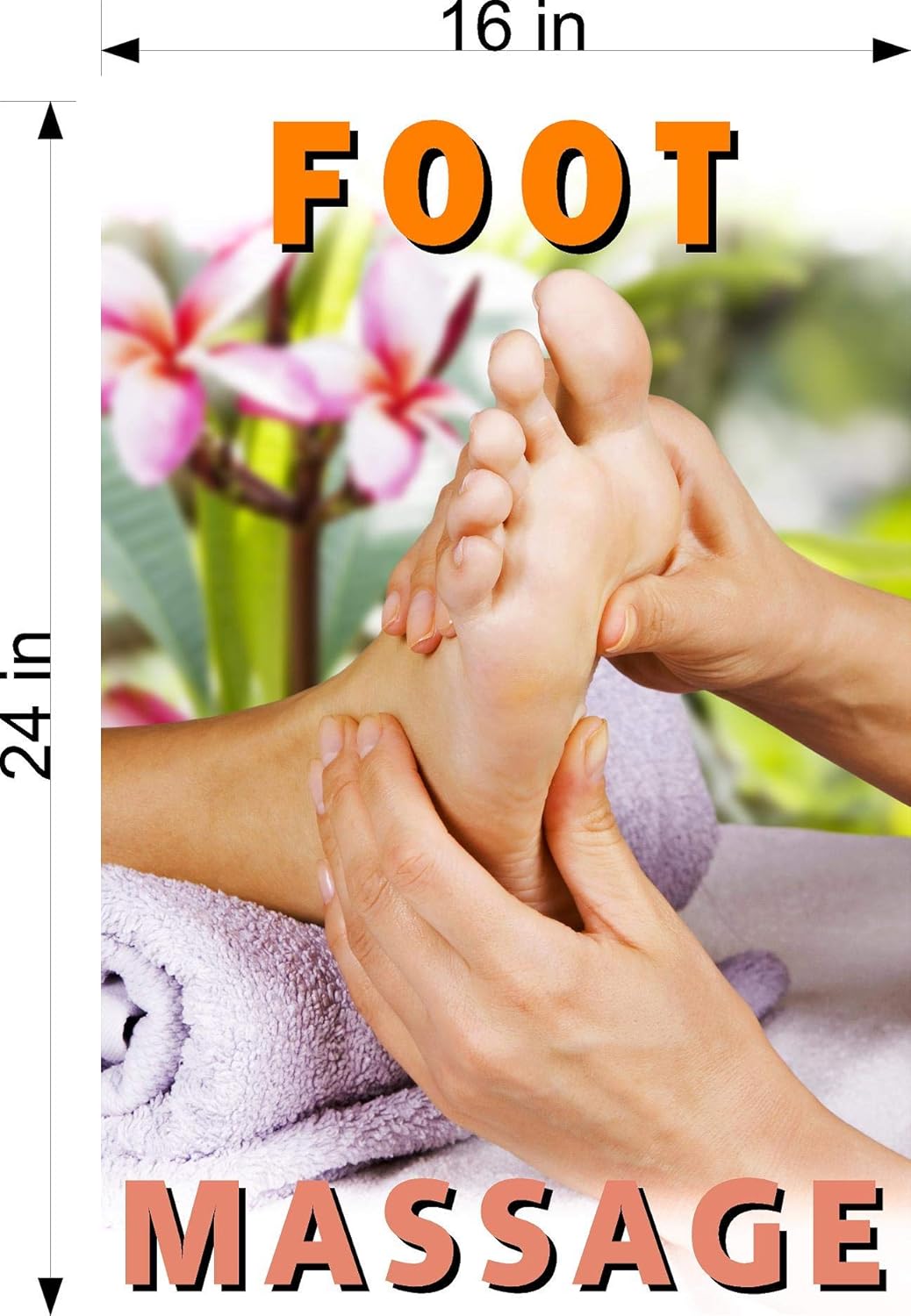 Massage V Foot Therapy Salon Sign Advertising Marketing Décor Vertical (Photo-Realistic Paper Poster Matte "Non-Laminated" [INDOORS], 24")