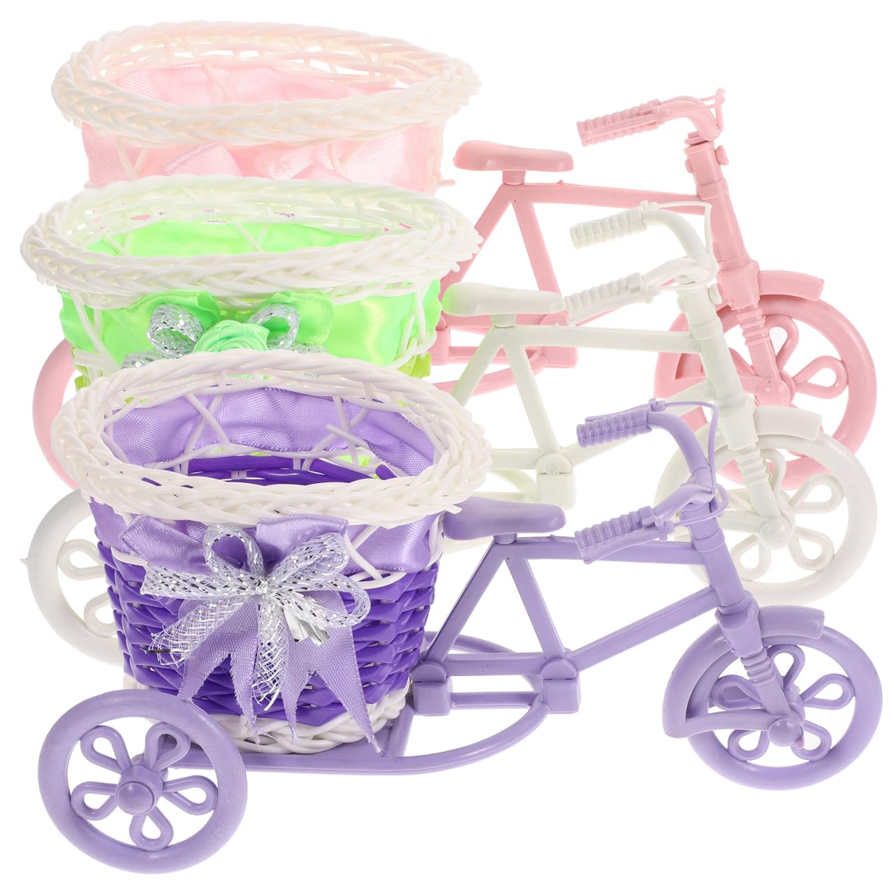 Grande cestino per fiori in rattan per bici a triciclo, vaso