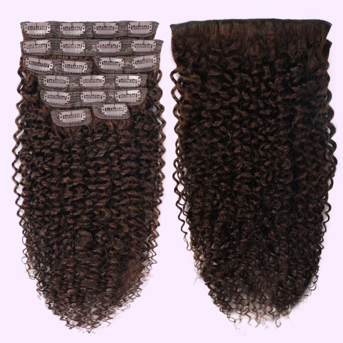 ✨24” #4 CURLY BLACK BROWN  1 PEICE FULL CLIPINS 24 main image 4