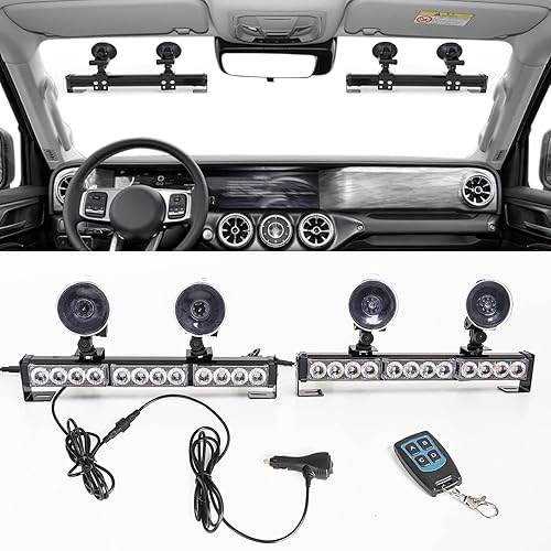 Miniatura 3 de Barra de luces ámbar estroboscópicas de emergencia 2 en 1 para vehículos, camiones, control remoto inalámbrico (ámbar, 2 x 12.8 pulgadas)