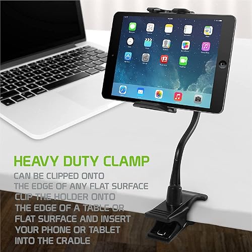 Miniatura 3 de Soporte flexible de cuello de cisne para teléfono celular y soporte para tableta con abrazadera. Soporte de clip para dormitorio, escritorio,