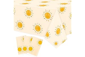 3Pcs Boho Sun Birthday Party Tablecloths, Waterproof