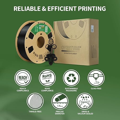 Miniatura 7 de Overture Filamento ABS de .06 pulgadas con superficie de construcción de 7.87 pulgadas, Consumibles de impresora 3D Carrete de 2.2 libras, precisión