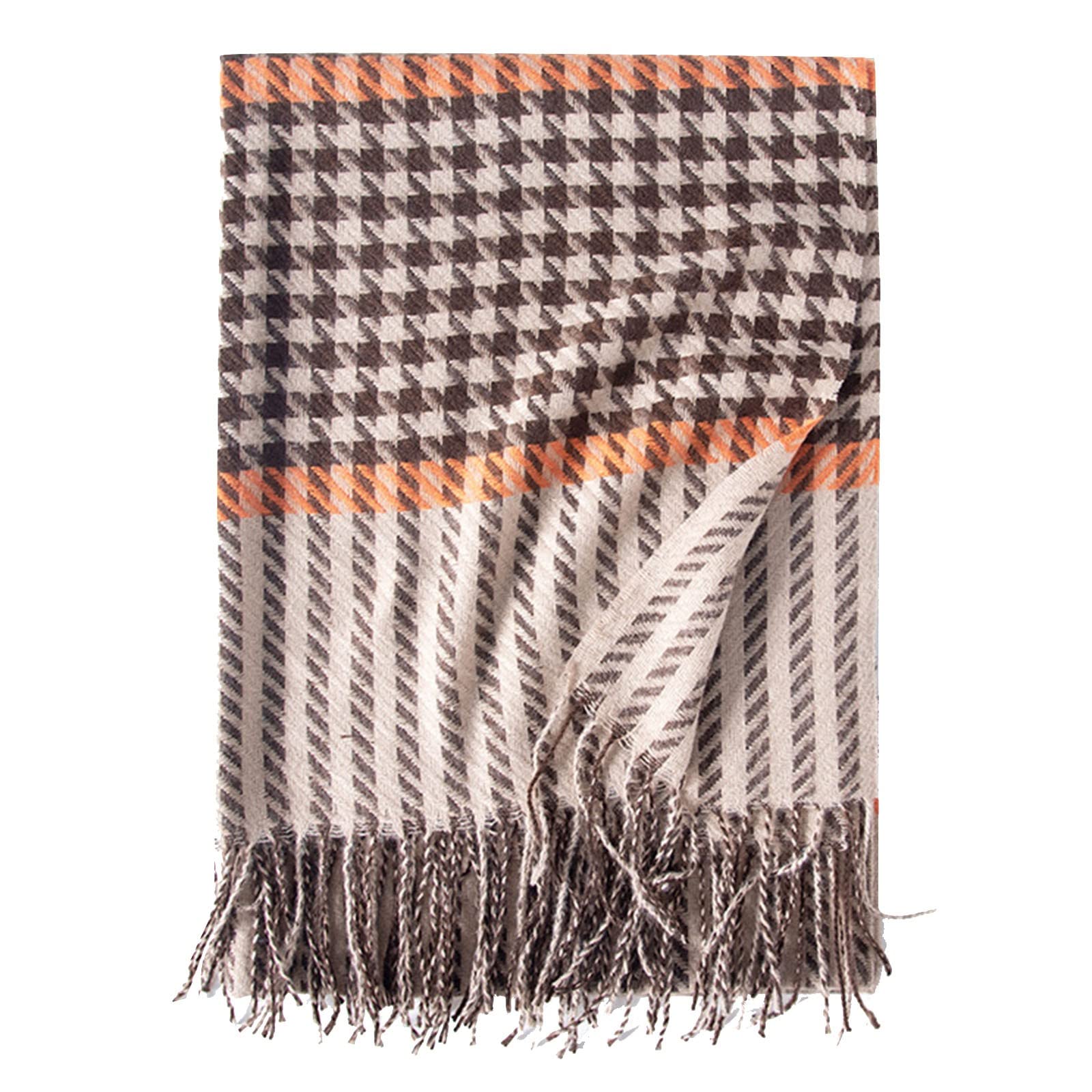 Bufanda Larga con Estampado de Pata de Gallo, Bufanda Grande de Cuadros cálida de Invierno a Cuadros, para Hombre(d-A)