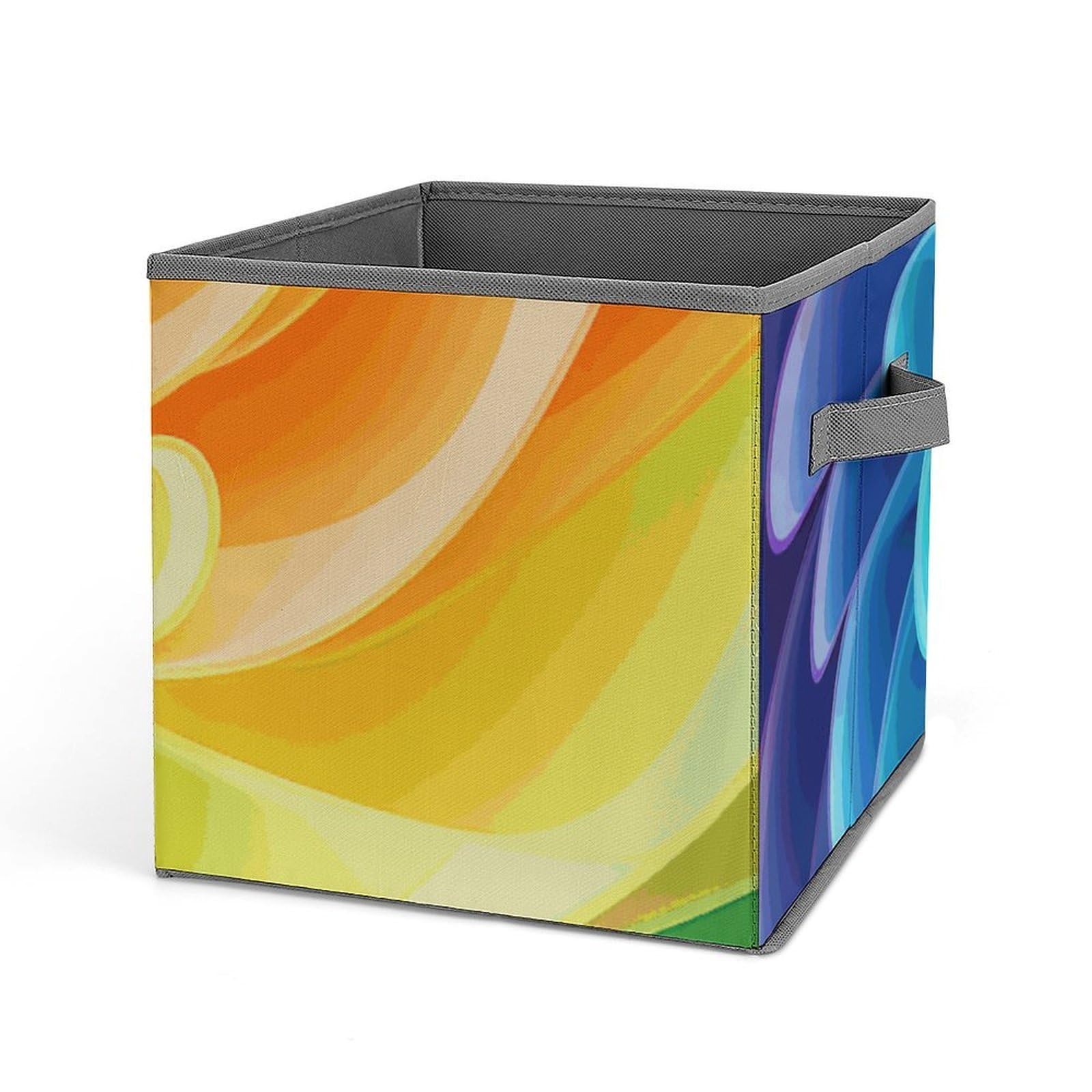 Khauerbc Style Rainbow Dynamic Fabric Bins With Double Handles.storage Basket Is Cube Collapsible Organizers.square Baskets For Organization, Closet, Shelves, Offices, Toys.
