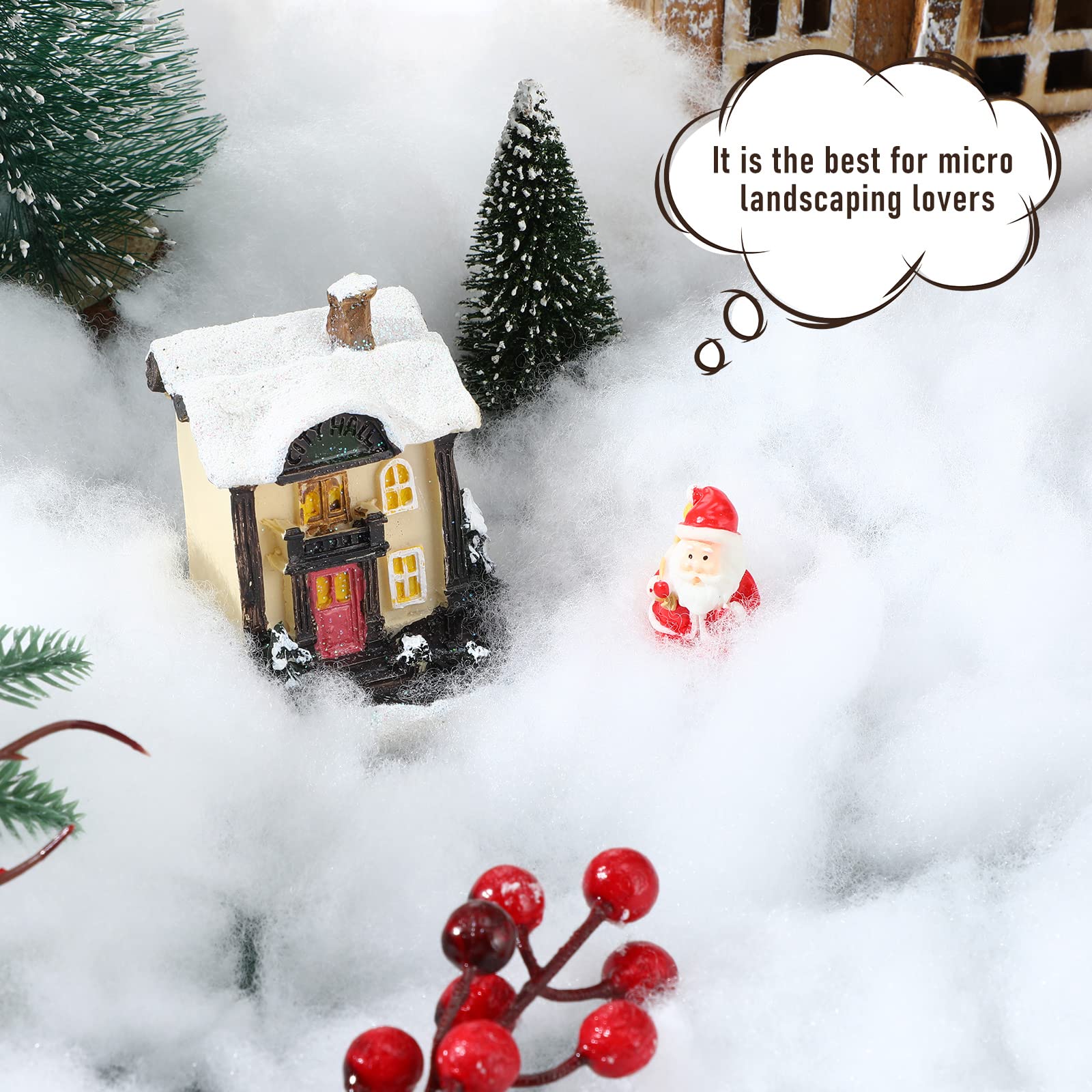 Leitee Lot de 4 sacs de 600 g de fausse neige artificielle pelucheuse, décorations de neige pour intérieur, cheminée, sapin de Noël, village