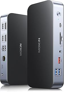 DisplayLink Laptop Docking Station Dual Monitor, USB C Dock with 120w Power, USB C Docking Station with 2 HDMI, 2 DisplayPort,2.5Gbps Ethernet,USB 3.1/3.0/2.0, SD/TF for MacBook Pro/Air/Dell/HP/Lenovo