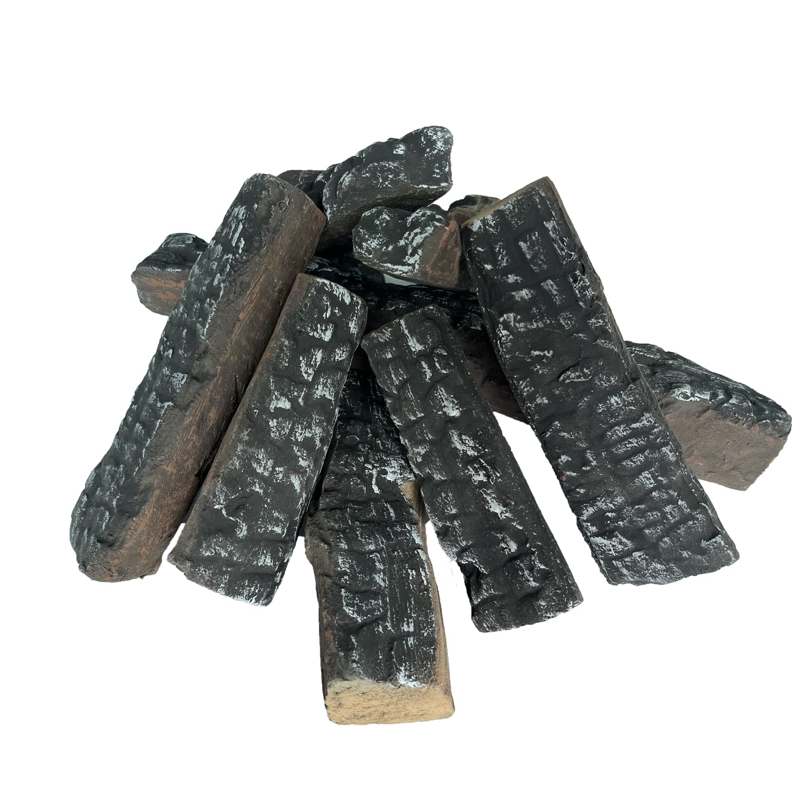 Gasscheite 8pcs Gas-Kaminscheite, simuliertes Brennholz, dekorative keramische Holzscheite, für Innen- und Außenkamine und Feuerstellen, Gas, belüftet, Ventless, elektrisch, Ethanol, Gel-Einsätze