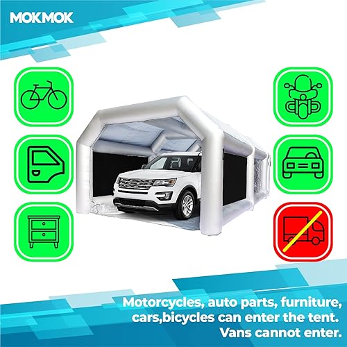 Miniatura 3 de Mokmok Cabina de pintura inflable de 28 x 15 x 10 pies la cabina de pintura portátil está equipada con un sistema de filtración de aire mejorado de