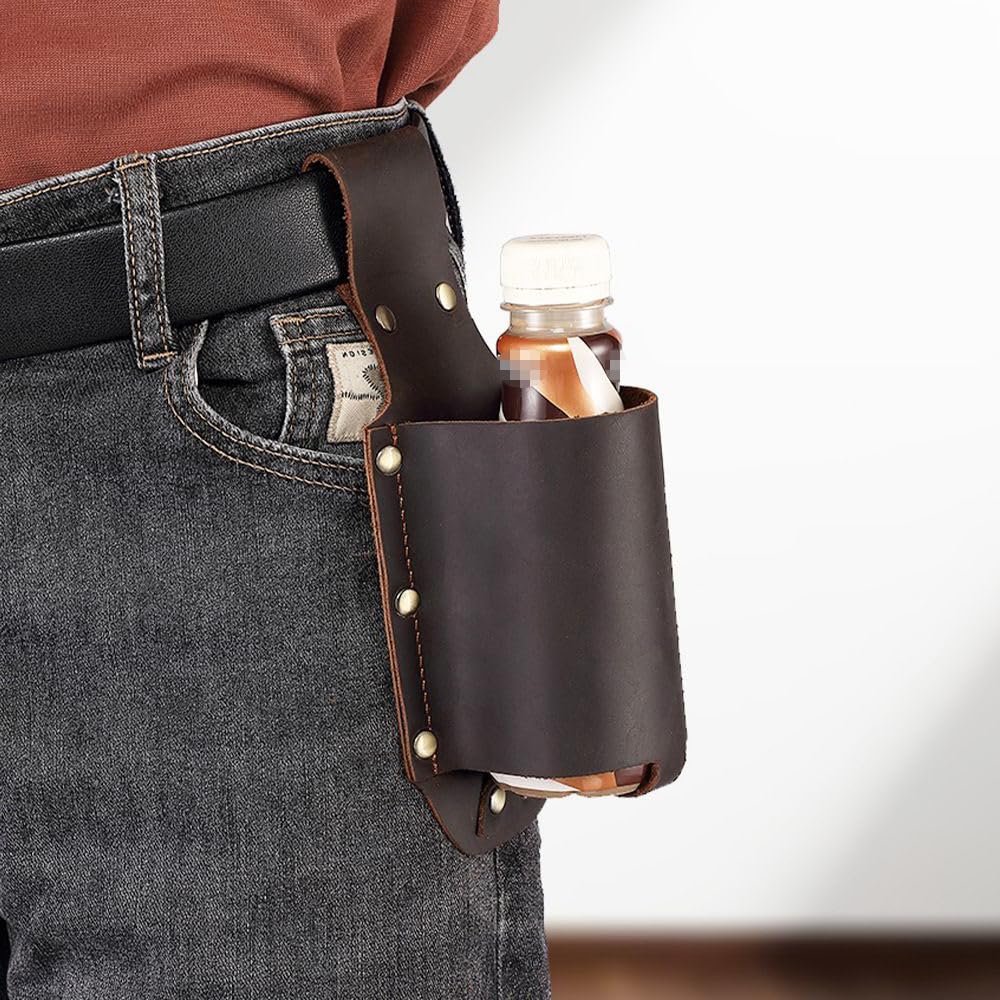 2 Piezas Funda Cuero de Botellas Cinturón Portátil de Cerveza Portabotellas de Piel para Cerveza para Hombres Día del Padre Navidad Bebedores de Cerveza
