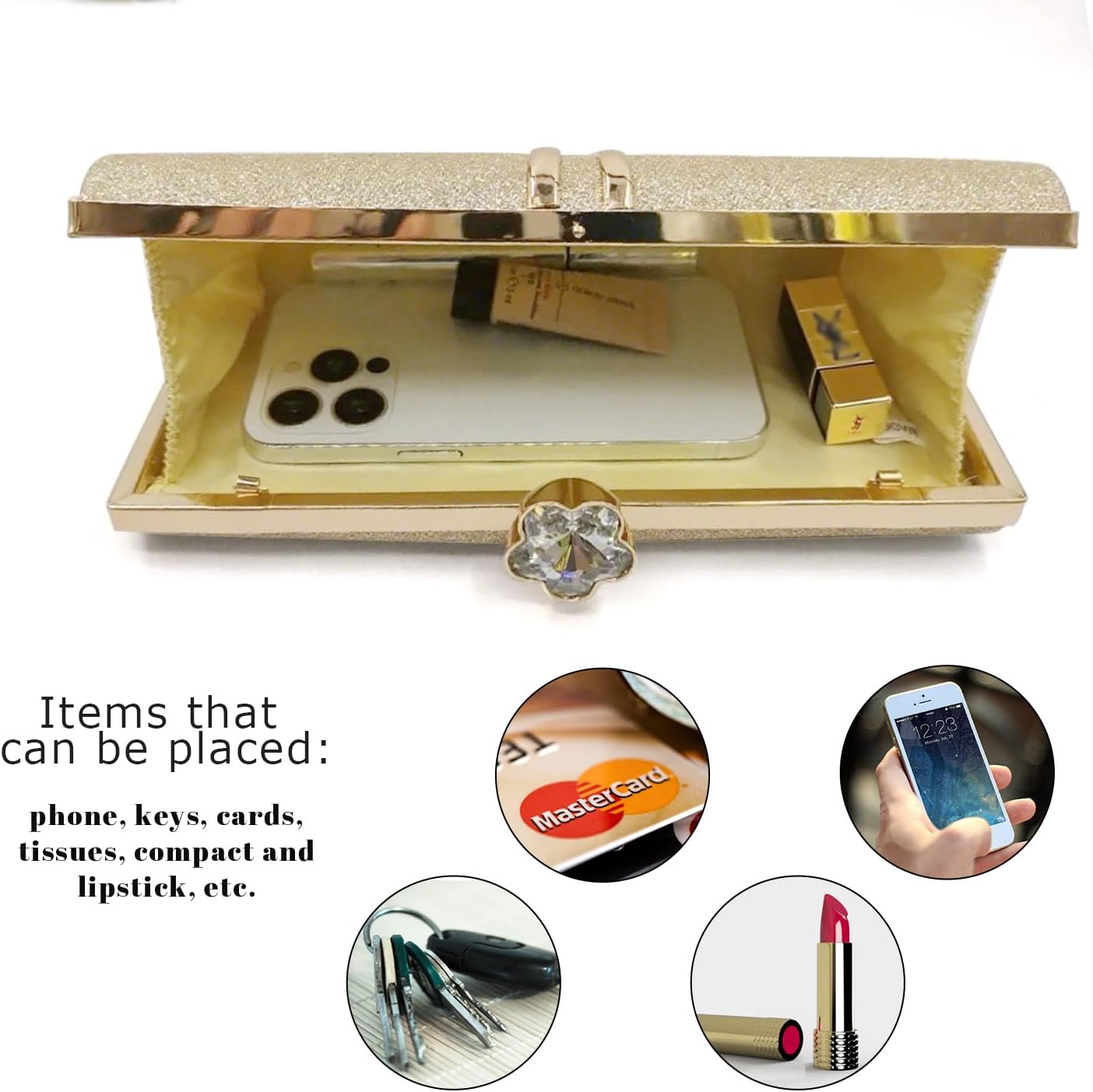 Aovtero Evening Bag Clutch Purses Women Wedding Party Bridal Handbag with Chain - Image 5