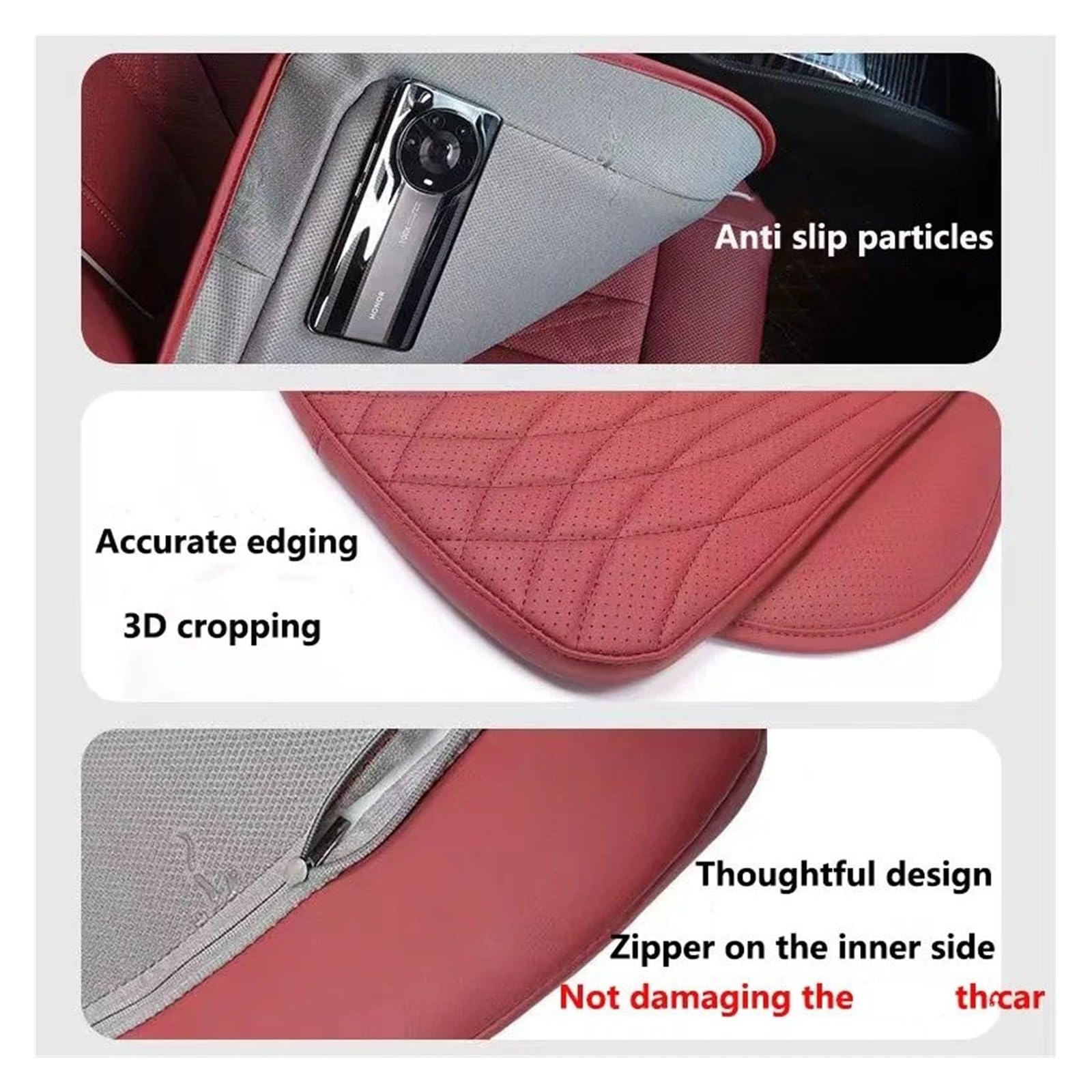 Generico Set Coprisedili Macchina Cuscino per Seggiolino Auto Cuscino Supporto Antiscivolo Pelle Veicoli Commerciali Coprisedile Universale Spugna Ad Alto Rimbalzo 54 Cm Traspirante