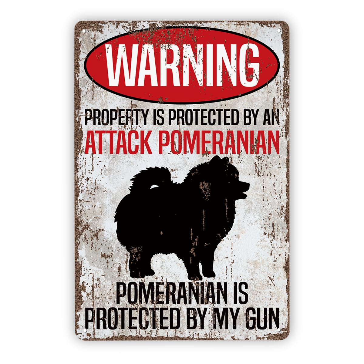 Property Protected By Pomeranian Tin Sign, 11.8x7.9in