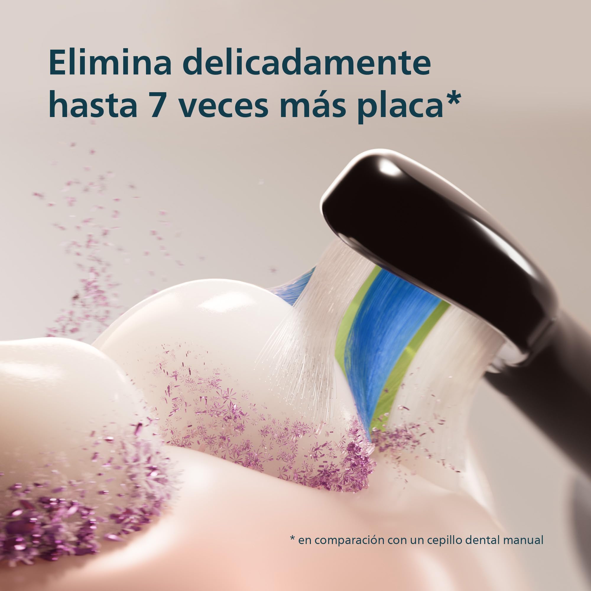 Philips Sonicare 5300 cepillo dental eléctrico, sónico con 2 niveles de intensidad, alerta de presión, EasyStart, SmarTimer y BrushPacer, negro, modelo HX7101/01 [Nueva Tecnología]
