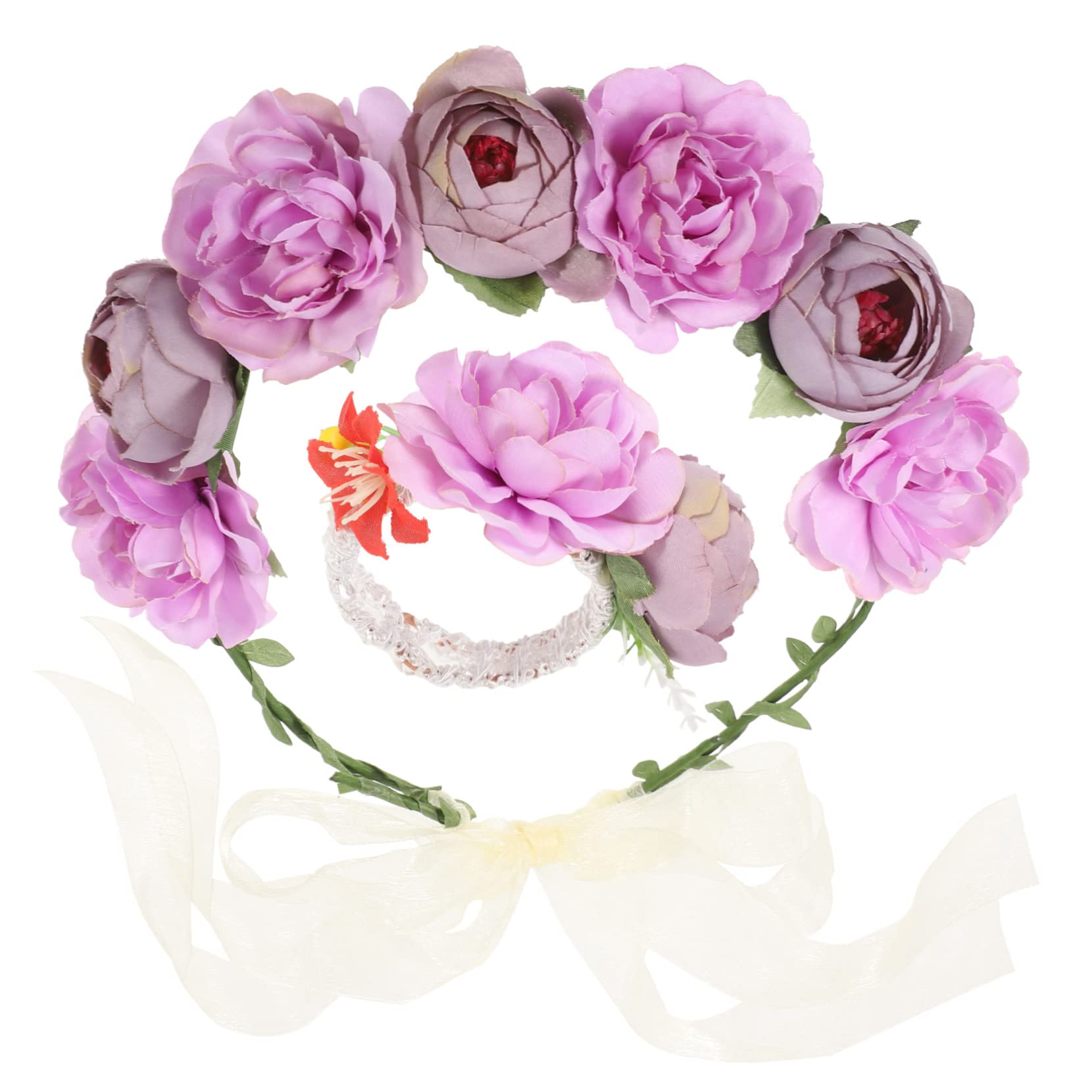 Beavorty 4sätze Blumenkranz Set Für Braut Mit Handgelenk Corsage Hochzeitsaccessoires Für Frauen Für Hochzeiten Fotografie Und Besondere Anlässe Farben