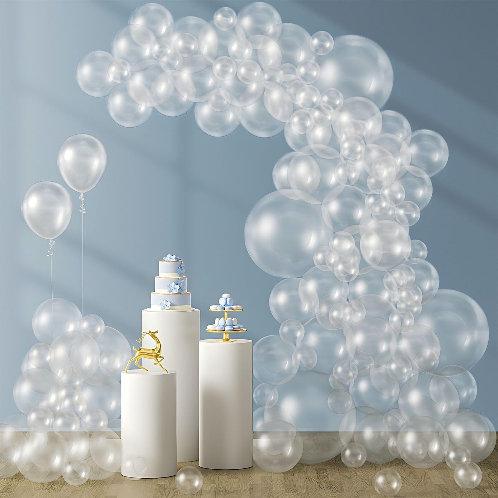 Photo 1 of 120pcs Clear Balloons, 18 12 10 5 inch Transparent Balloons Different Sizes Clear Balloon Garland for Baby Shower Wedding Bridal Shower Birthday Party Decorations