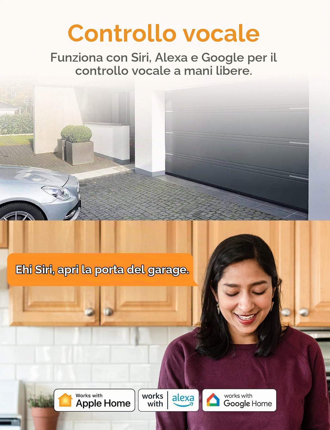 Refoss WiFi Apriporta Garage Door Opener Smart Apricancello Intelligente, APP Controllo Remoto, Compatibile con Apple HomeKit, Alexa, Google Home, Nessun Hub Richiesto