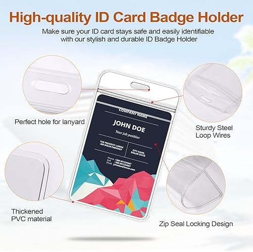 Miniatura 4 de Porta tarjetas de identificación transparente, paquete de 6 soportes de plástico para insignias, impermeable, resellable, resistente, duradero, se