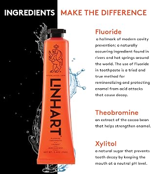 LINHART Travel Toothpaste - Enamel Care, Gentle Formula for Sensitive & Normal Teeth, Supports Healthy Gums and Fresh Breath, Portable On-the-Go Oral Care 1 Ounce (Pack of 3) Mint Flavor